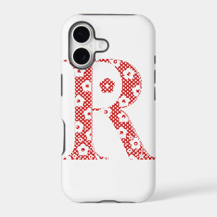 flower alphabet R (red and dots)