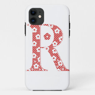 flower alphabet R (red and dots) iPhone 11 Case