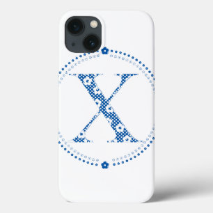 flower alphabet X (blue and dots) iPhone 13 Case