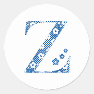 flower alphabet Z (blue and dots) Classic Round Sticker