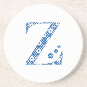 flower alphabet Z (blue and dots) Coaster