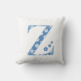 flower alphabet Z (blue and dots) Cushion
