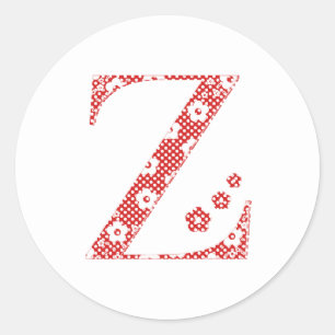 flower alphabet Z (red and dots) Classic Round Sticker
