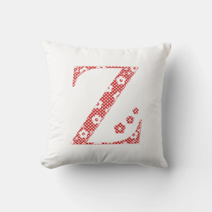 flower alphabet Z (red and dots) Cushion