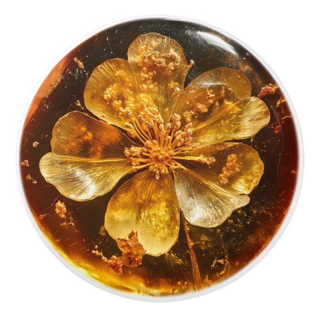 Flower Amber Pattern Ceramic Knob (Front)