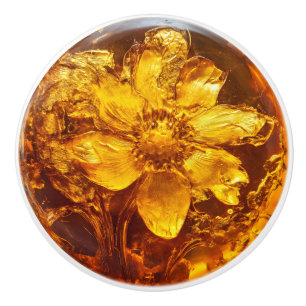 Flower Amber Pattern Ceramic Knob