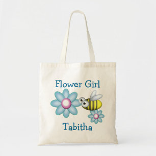 Flower and Bee Flower Girl Tote Bag