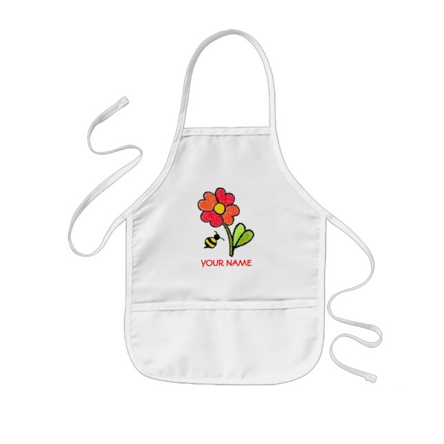 Flower and Bee Paint Smock! Kids Apron (Front)