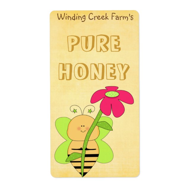 Flower and Bee Pure Honey Label (Front)