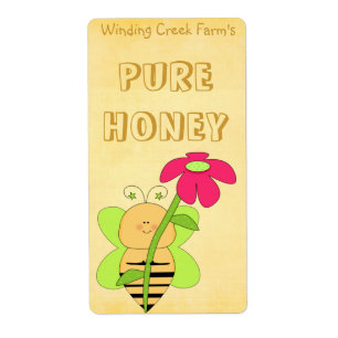 Flower and Bee Pure Honey Label