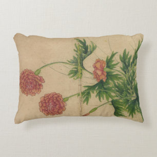 Flower and Bird Paintings Peony by Zhang Ruoai Decorative Cushion
