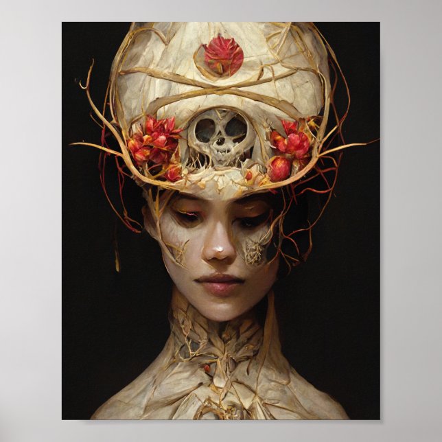 Flower and Bone 2 Surreal Gothic Fantasy Art Poster (Front)