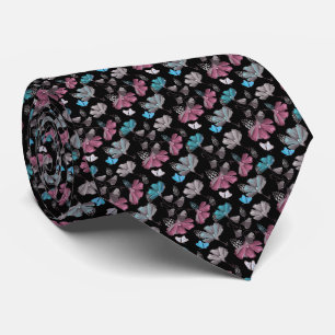 Flower and Butterflies Pattern Tie
