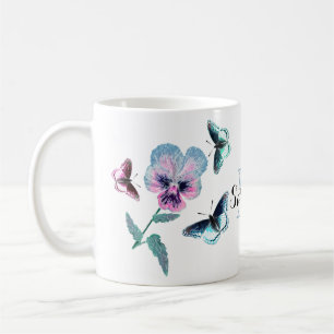 Flower and butterflies.Personalised, Coffee Mug