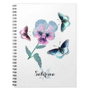 Flower and butterflies.Personalised, Notebook