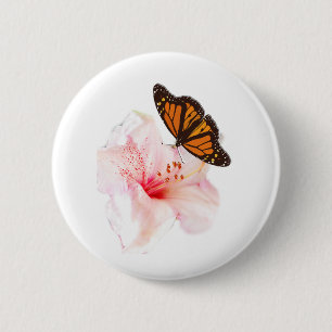 flower and butterfly 6 cm round badge