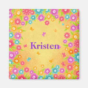 Flower and butterfly name magnet