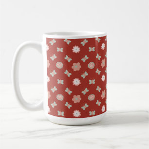 flower and butterfly pattern coffee mug