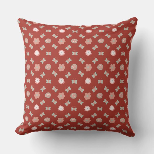 flower and butterfly pattern cushion (Front)