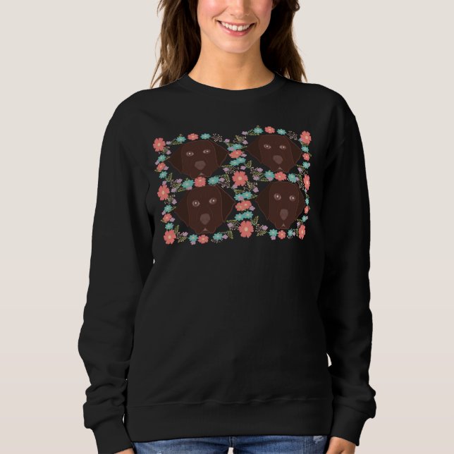 Flower And Chocolate Labrador Retriever Face Masks Sweatshirt (Front)