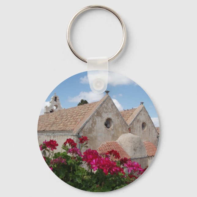 Flower and Church Keychain (Front)