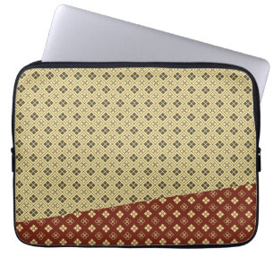 Flower and Diamond Pattern Gold Red Laptop Sleeve