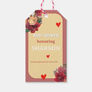 Flower and Heart Baby Shower Invitation Gift Tags