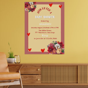 Flower and Heart Baby Shower Invitation Poster