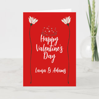 Flower and Hearts couple valentines day  Holiday Card