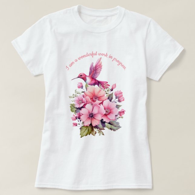 flower and humming bird inspiration T-Shirt (Design Front)