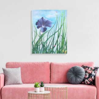 Flower and Lady Bugs Canvas Print