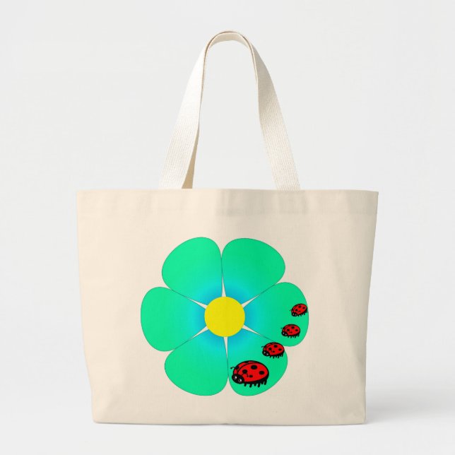 Flower and ladybugs tote bag (Front)