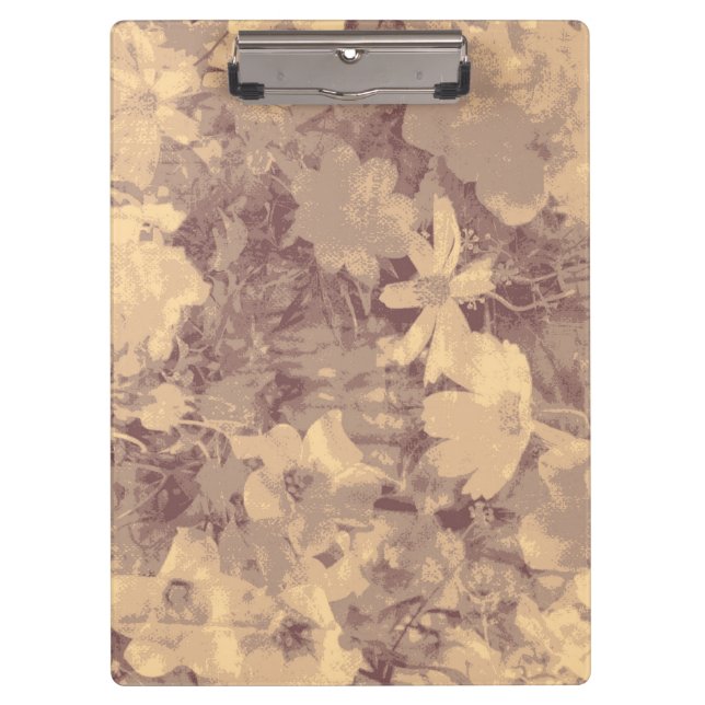 Flower and leaf camouflage pattern on beige clipboard (Front)
