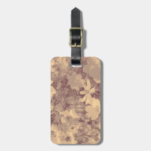 Flower and leaf camouflage pattern on beige luggage tag