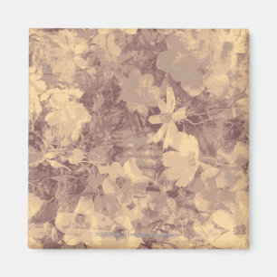 Flower and leaf camouflage pattern on beige magnet