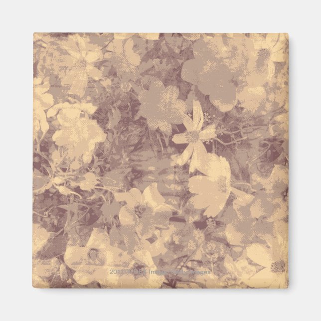Flower and leaf camouflage pattern on beige magnet (Front)