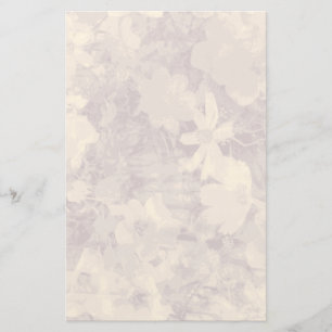 Flower and leaf camouflage pattern on beige stationery