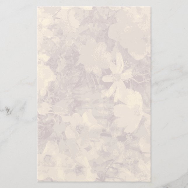 Flower and leaf camouflage pattern on beige stationery (Front)
