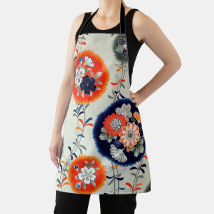 Flower and Leaf Pattern, Japanese Design Apron