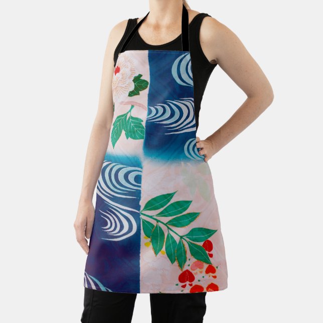 Flower and Running Water, Japanese Design Apron (Insitu)