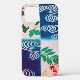 Flower and Running Water, Japanese Design iPhone 12 Case