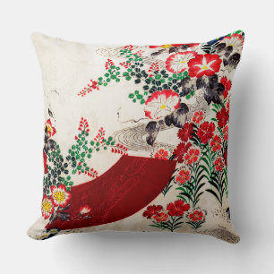 Flower and Running Water, Japanese Design Cushion