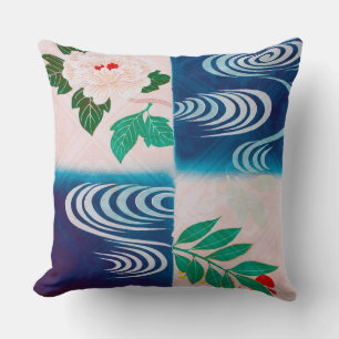 Flower and Running Water, Japanese Design Cushion