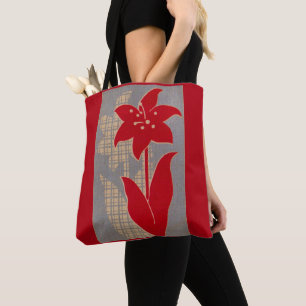flower and shadow flower print tote bag