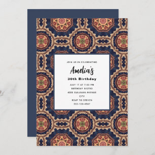 Flower and Star Shapes Decorative Design Birthday Invitation