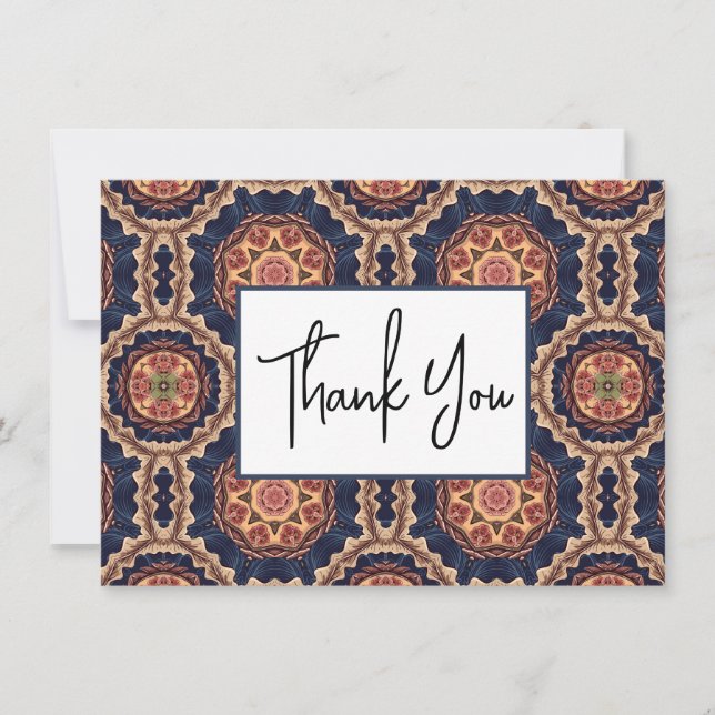 Flower and Star Shapes Decorative Design Thank You Card (Front)