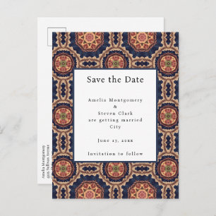 Flower and Star Shapes Decorative Design Wedding Announcement Postcard