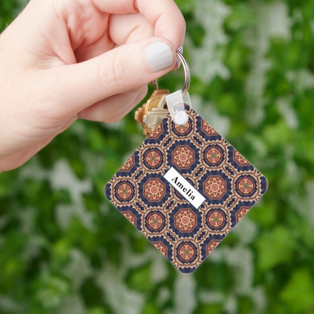 Flower and Star Shapes Pattern Key Ring (Hand)