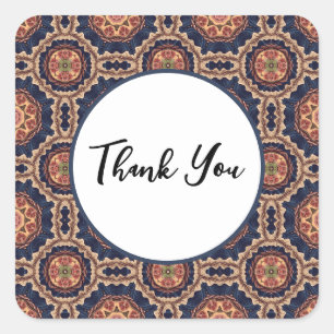 Flower and Star Shapes Pattern - Thank You Square Sticker