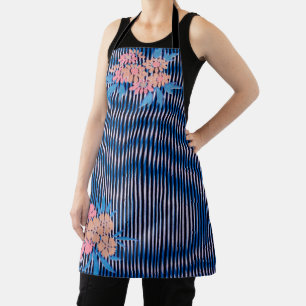 Flower and Stripes pattern, Japanese Design Apron